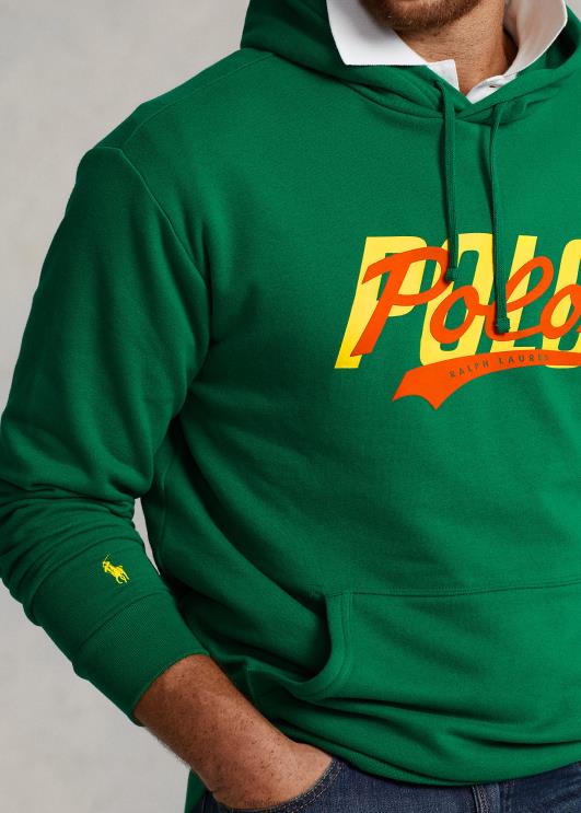 Ralph Lauren mehed virnastatud logoga fliisist kapuuts PR0V1897 esmane roheline