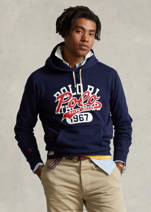 Ralph Lauren mehed virnastatud logoga fliisist kapuuts PR0V871 kruiisilaevastik