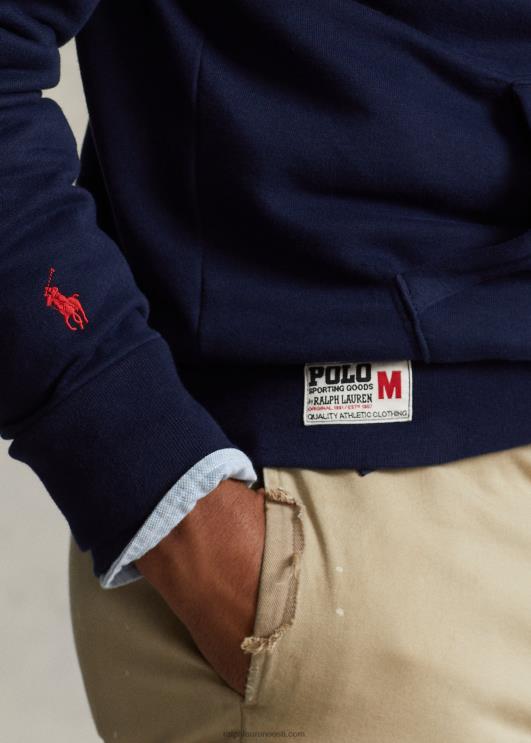 Ralph Lauren mehed virnastatud logoga fliisist kapuuts PR0V871 kruiisilaevastik