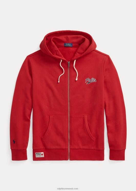 Ralph Lauren mehed virnastatud logoga fliisist täistõmblukuga kapuuts PR0V8629 Rl 2000 punane