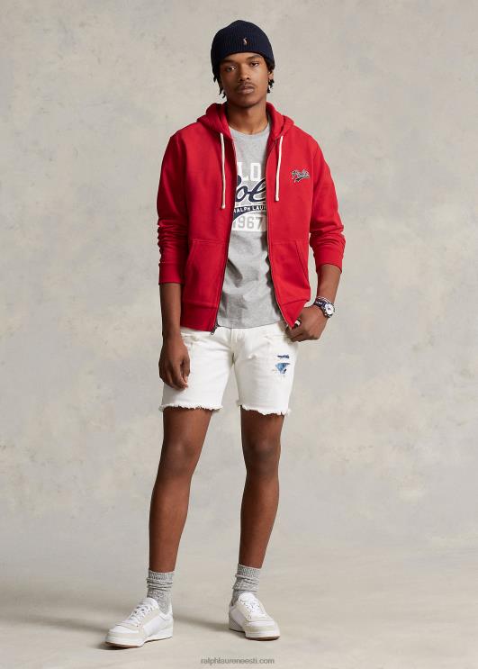 Ralph Lauren mehed virnastatud logoga fliisist täistõmblukuga kapuuts PR0V8629 Rl 2000 punane