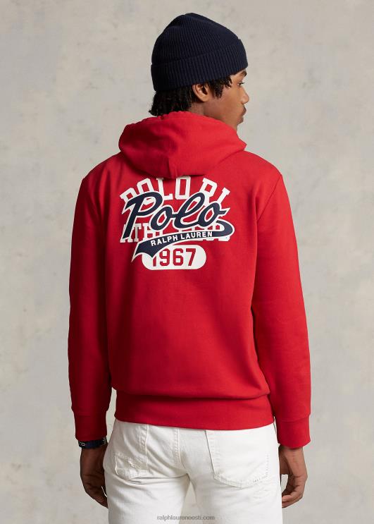 Ralph Lauren mehed virnastatud logoga fliisist täistõmblukuga kapuuts PR0V8629 Rl 2000 punane