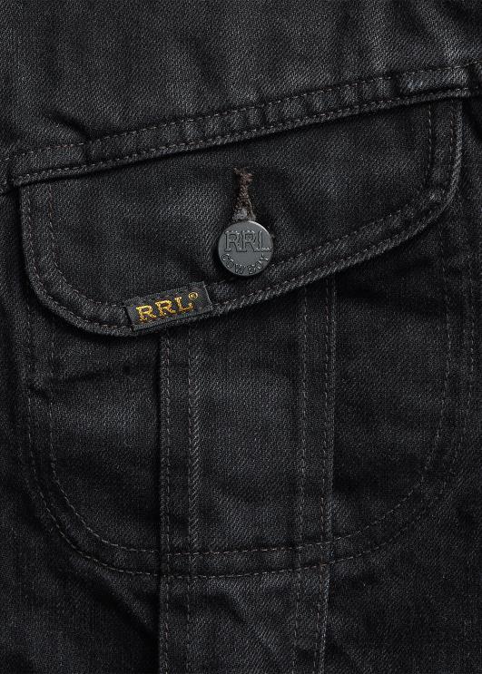 Ralph Lauren mehed kulunud mustast teksast rekkamehe jope PR0V1788