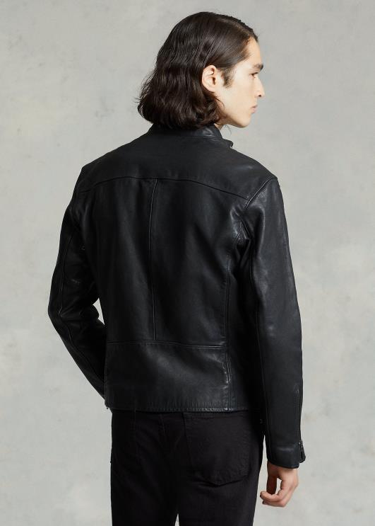 Ralph Lauren mehed lambanahast cafe võidusõitja jope PR0V1140 must