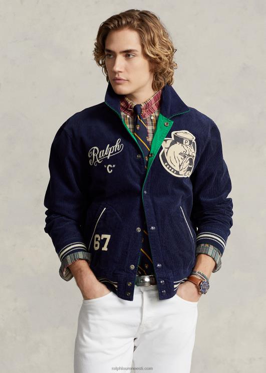 Ralph Lauren mehed ümberpööratav ülikoolist inspireeritud jakk PR0V1073 Newporti merevägi/kuninglik