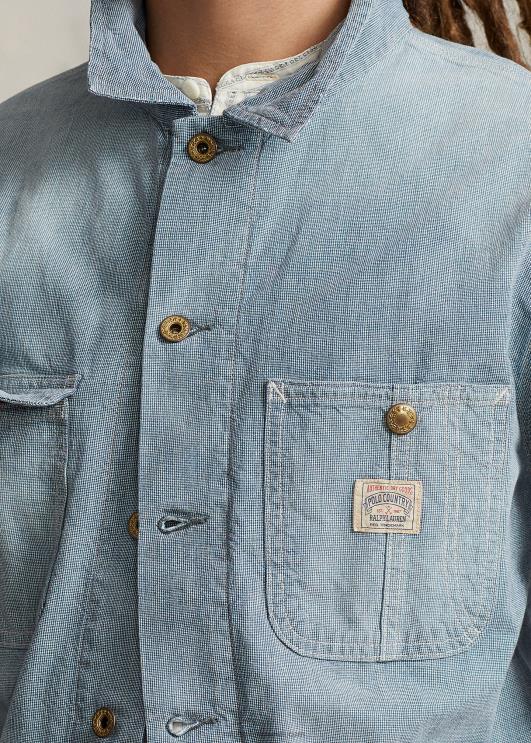 Ralph Lauren mehed micro-check indigo teksajakk PR0V119 tiverton