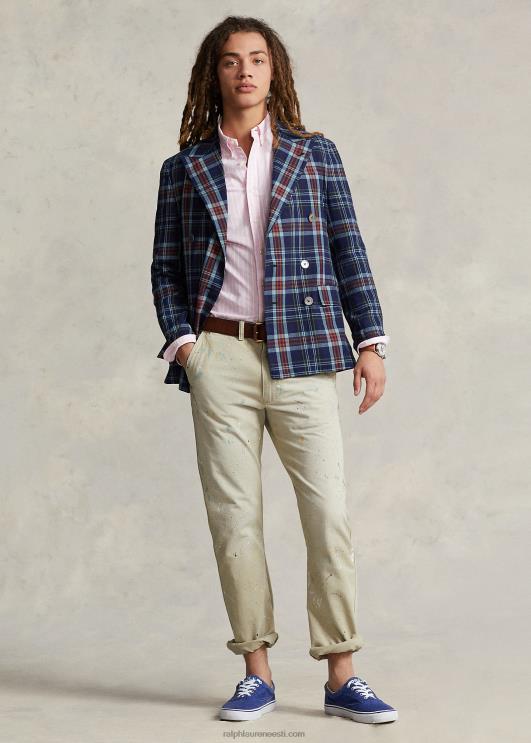 Ralph Lauren mehed polo pehme madrase ülikonna jope PR0V8674 indigo/punane multi