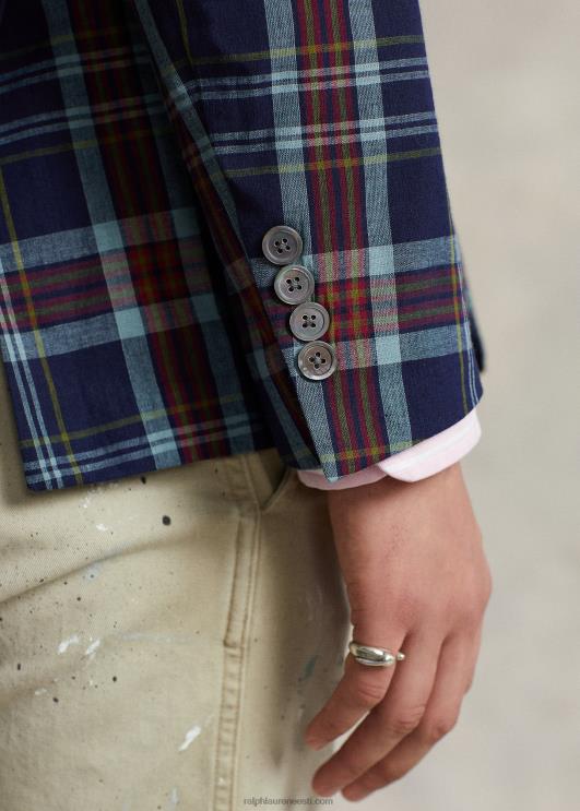 Ralph Lauren mehed polo pehme madrase ülikonna jope PR0V8674 indigo/punane multi