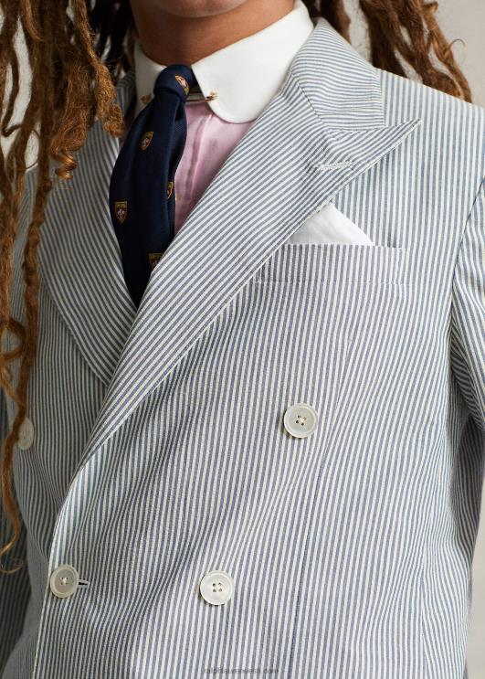 Ralph Lauren mehed polo pehme seersucker ülikonna jope PR0V1071 antiikkreem/sinine