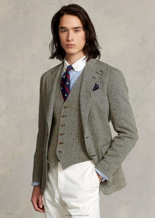 Ralph Lauren mehed rl67 linasest kalasabast jakk PR0V1092 must ja kreemjas