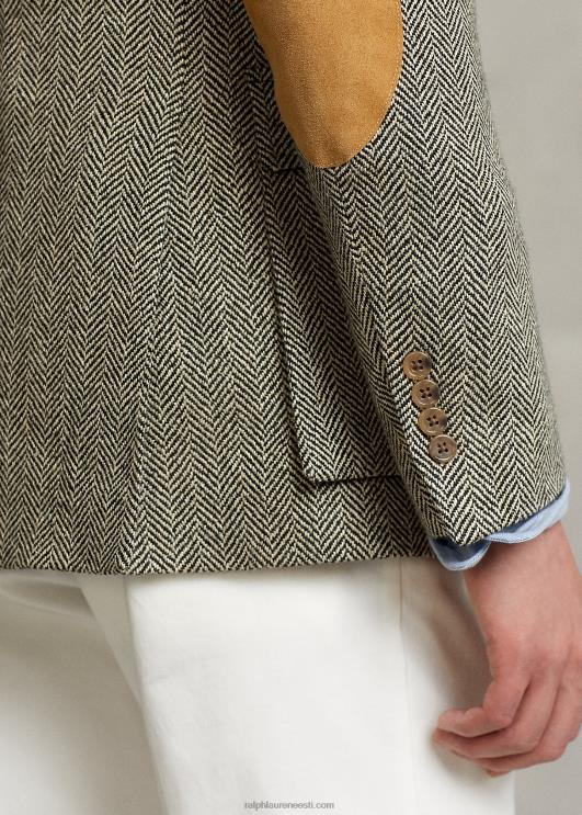 Ralph Lauren mehed rl67 linasest kalasabast jakk PR0V1092 must ja kreemjas