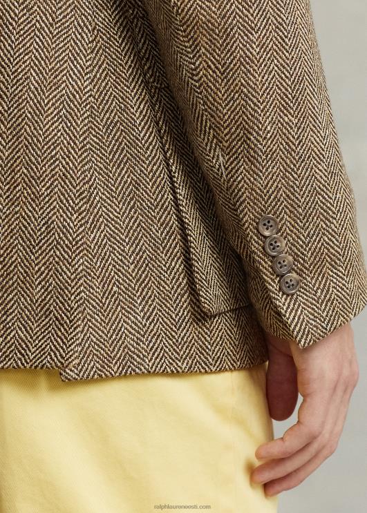 Ralph Lauren mehed rl67 linasest kalasabast jakk PR0V1240 kreem/pruun