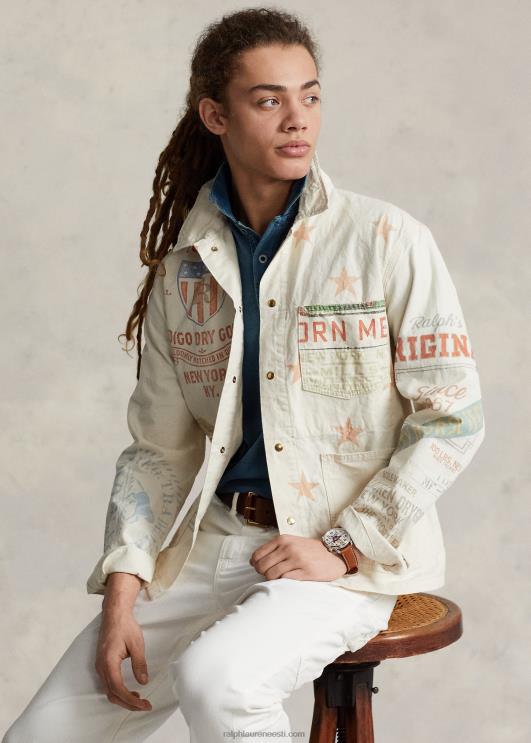 Ralph Lauren mehed teksariidest graafiline maalija jakk PR0V852 puukütt