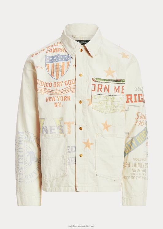 Ralph Lauren mehed teksariidest graafiline maalija jakk PR0V852 puukütt