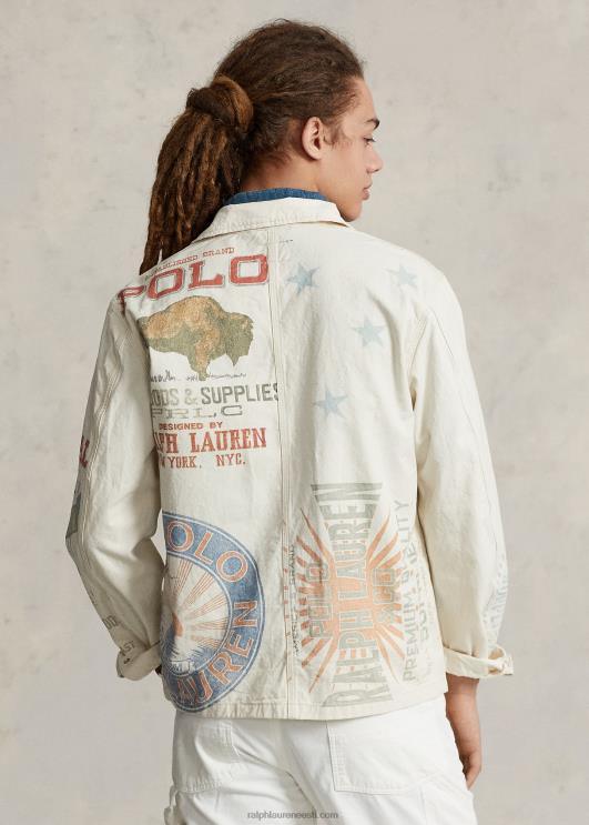 Ralph Lauren mehed teksariidest graafiline maalija jakk PR0V852 puukütt