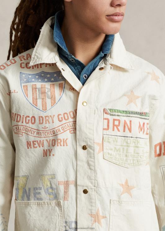 Ralph Lauren mehed teksariidest graafiline maalija jakk PR0V852 puukütt