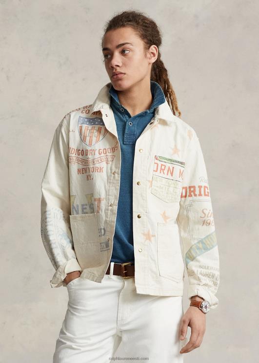 Ralph Lauren mehed teksariidest graafiline maalija jakk PR0V852 puukütt