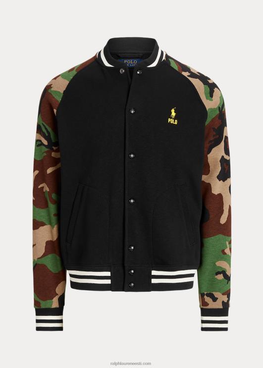 Ralph Lauren mehed varrukatega fliisist pesapallijakk PR0V102 must multi