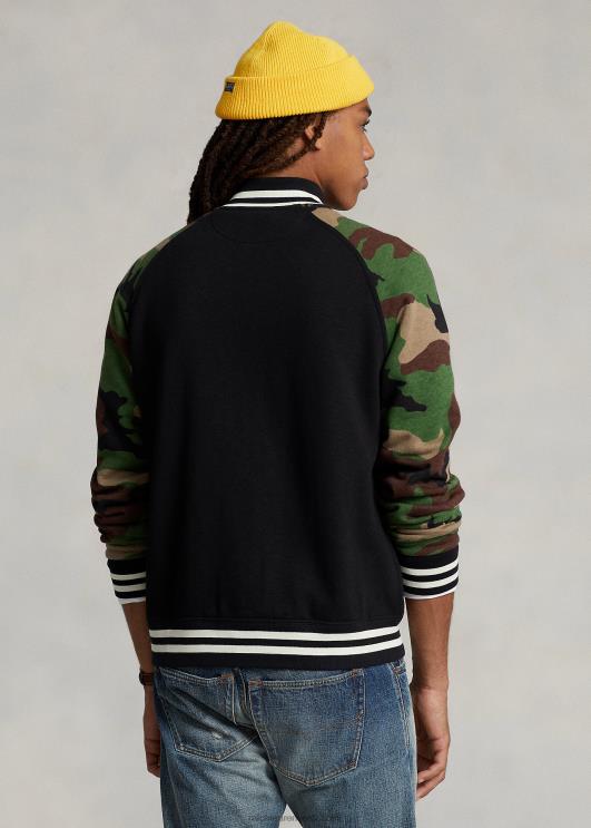 Ralph Lauren mehed varrukatega fliisist pesapallijakk PR0V102 must multi