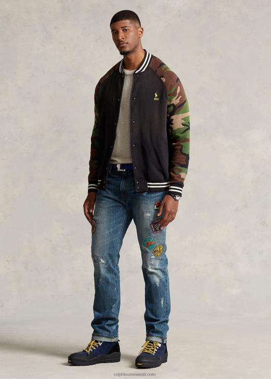 Ralph Lauren mehed varrukatega fliisist pesapallijakk PR0V1389 must multi