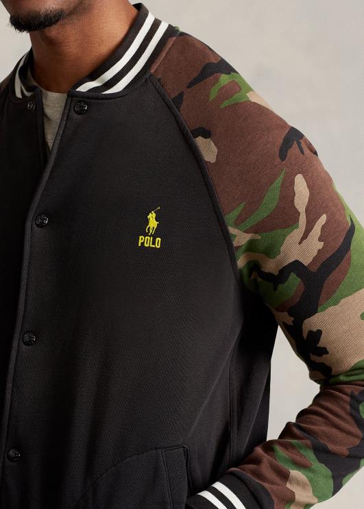 Ralph Lauren mehed varrukatega fliisist pesapallijakk PR0V1389 must multi