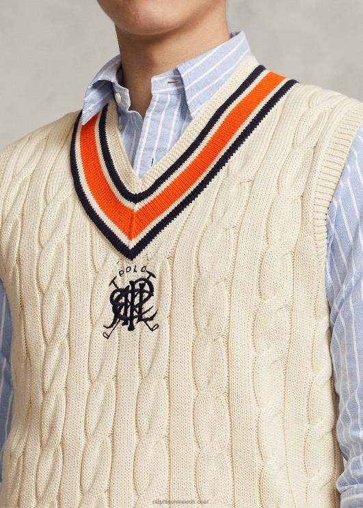 Ralph Lauren mehed crest puuvillane kriketivest PR0V897 kreem multi