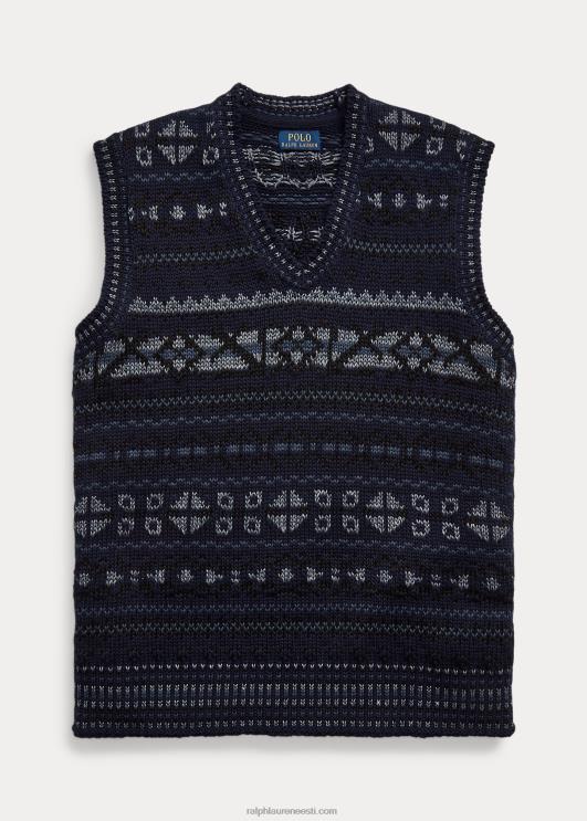 Ralph Lauren mehed fair isle puuvillasegu kampsun vest PR0V1029 mereväe kombinatsioon