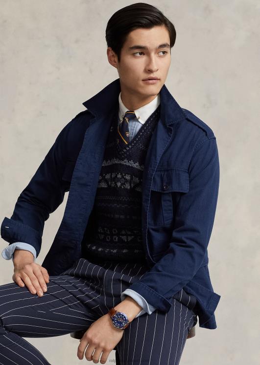 Ralph Lauren mehed fair isle puuvillasegu kampsun vest PR0V1029 mereväe kombinatsioon