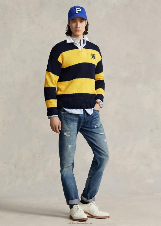 Ralph Lauren mehed harjatriibuline puuvillane ragbi kampsun PR0V8483 mereväe multi