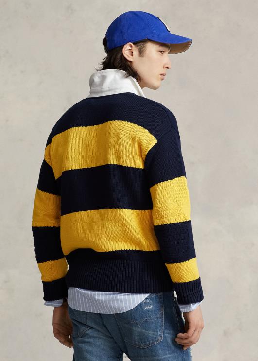 Ralph Lauren mehed harjatriibuline puuvillane ragbi kampsun PR0V8483 mereväe multi