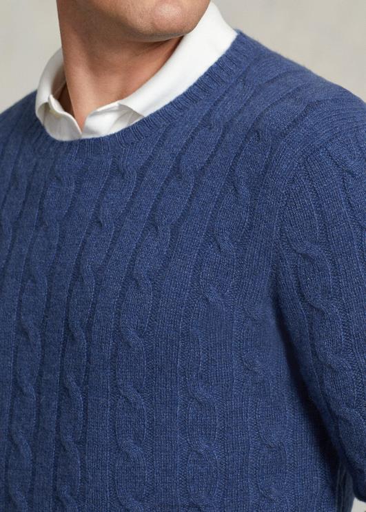 Ralph Lauren mehed ikooniline kaabliga kootud kašmiirkampsun PR0V1674 rustikaalne mereväe kanarbik