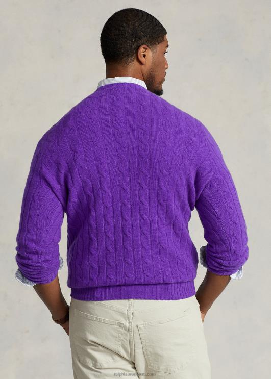 Ralph Lauren mehed ikooniline kaabliga kootud kašmiirkampsun PR0V1675 regent lilla