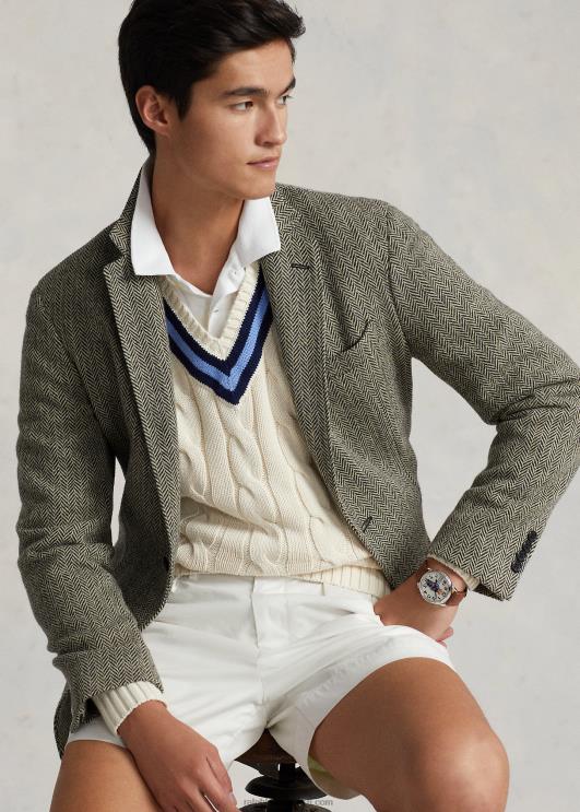 Ralph Lauren mehed ikooniline kriketi kampsun PR0V8380 kreem merevärvi triibuga