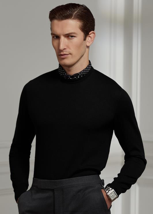 Ralph Lauren mehed kašmiirist kaelusega kampsun PR0V49 klassikaline must