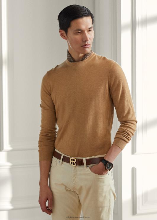 Ralph Lauren mehed kašmiirist kaelusega kampsun PR0V8402 kaameli melange
