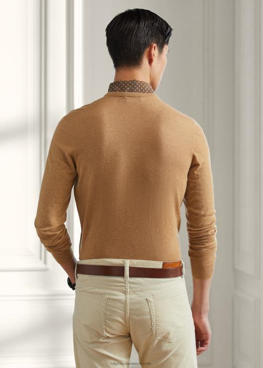 Ralph Lauren mehed kašmiirist kaelusega kampsun PR0V8402 kaameli melange