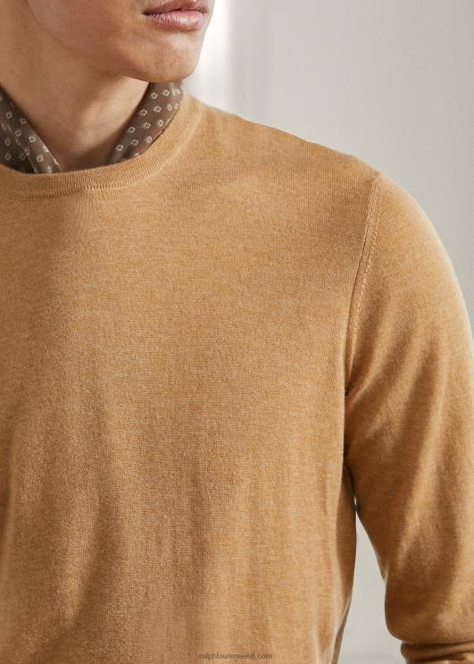 Ralph Lauren mehed kašmiirist kaelusega kampsun PR0V8402 kaameli melange