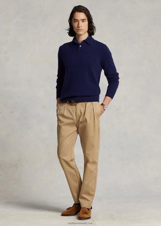 Ralph Lauren mehed kašmiirist polo-kraega kampsun PR0V139 hele merevägi