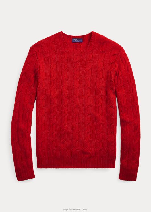 Ralph Lauren mehed kaabliga kootud kašmiirist kampsun PR0V69 klassikaline punane