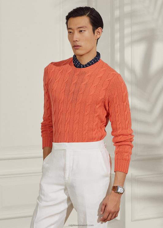 Ralph Lauren mehed kaabliga kootud kašmiirist kampsun PR0V71 melon