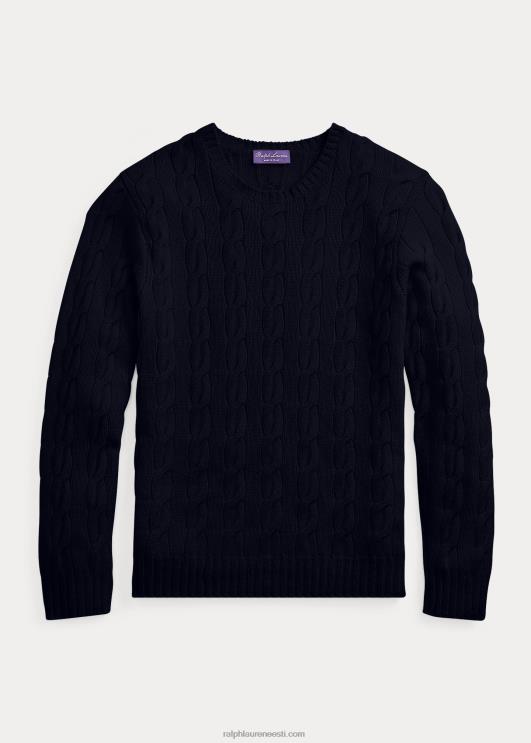 Ralph Lauren mehed kaabliga kootud kašmiirist kampsun PR0V72 klassikaline esimehe merevägi