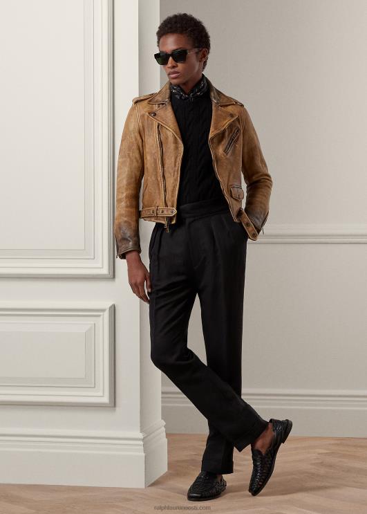 Ralph Lauren mehed kaabliga kootud kašmiirist kampsun PR0V73 klassikaline must