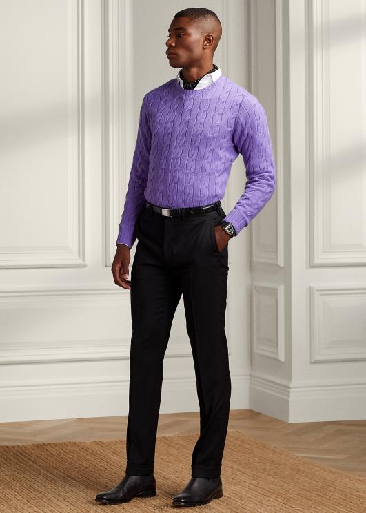 Ralph Lauren mehed kaabliga kootud kašmiirist kampsun PR0V75 klassikaline lavendel