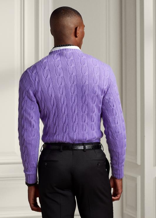 Ralph Lauren mehed kaabliga kootud kašmiirist kampsun PR0V75 klassikaline lavendel