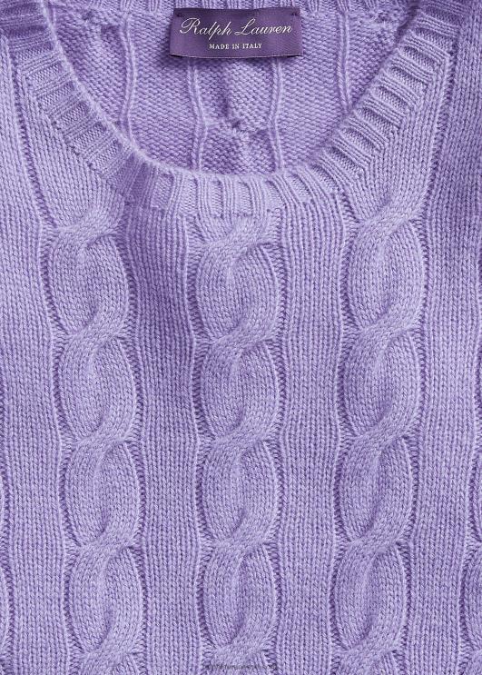 Ralph Lauren mehed kaabliga kootud kašmiirist kampsun PR0V75 klassikaline lavendel