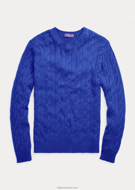 Ralph Lauren mehed kaabliga kootud kašmiirist kampsun PR0V76 klassikaline copen sinine