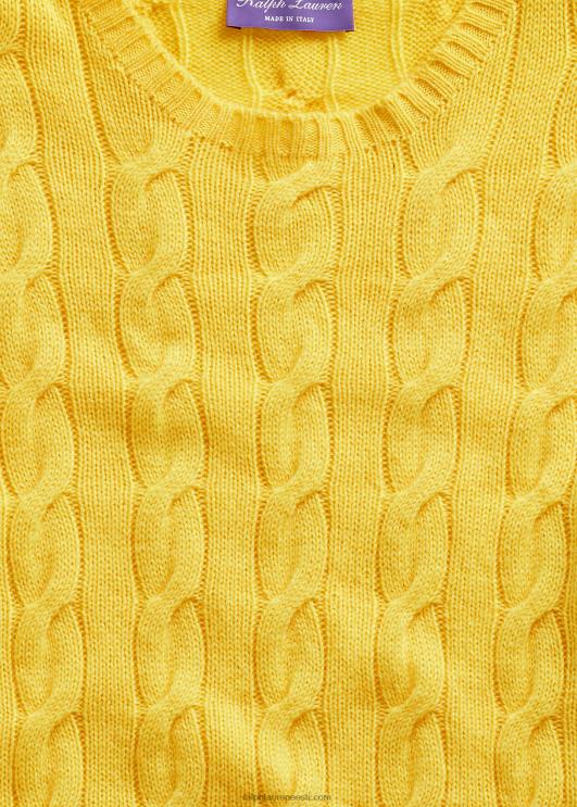 Ralph Lauren mehed kaabliga kootud kašmiirist kampsun PR0V78 klassikaline sidrunikollane