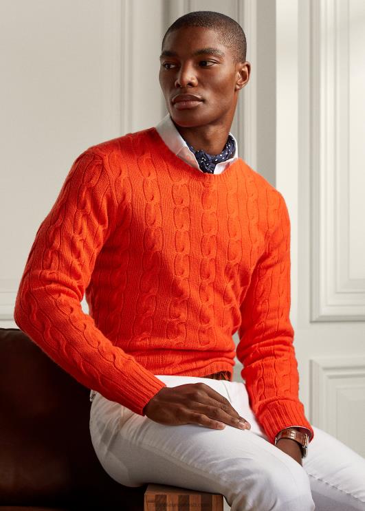 Ralph Lauren mehed kaabliga kootud kašmiirist kampsun PR0V79 kibemagus