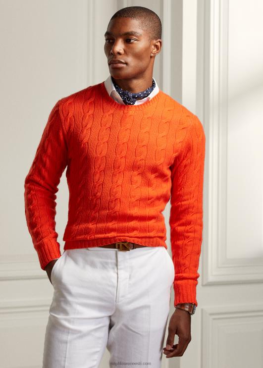 Ralph Lauren mehed kaabliga kootud kašmiirist kampsun PR0V79 kibemagus