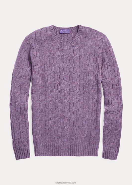 Ralph Lauren mehed kaabliga kootud kašmiirist kampsun PR0V81 viinamarjade melanž